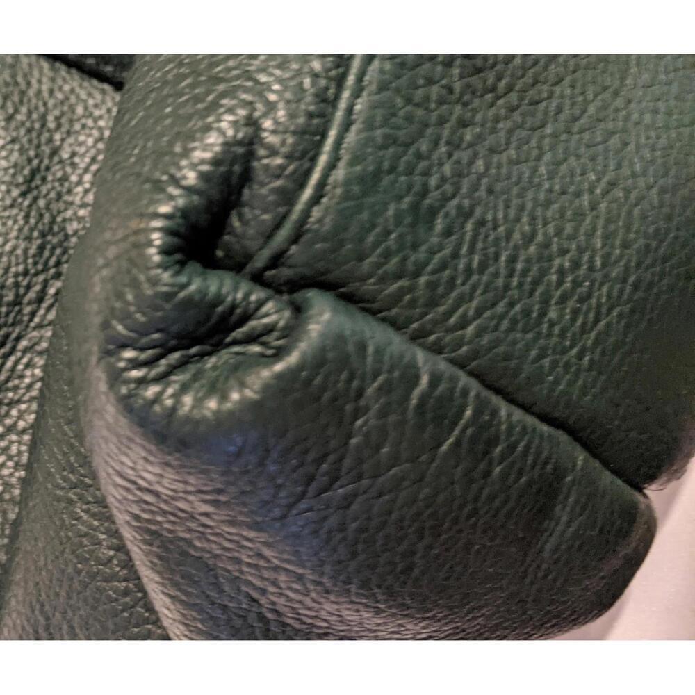 Michael Kors Dark Green Pebbled Leather and Suede Satchel Tote Zipper Detail EUC - Picture 8 of 13